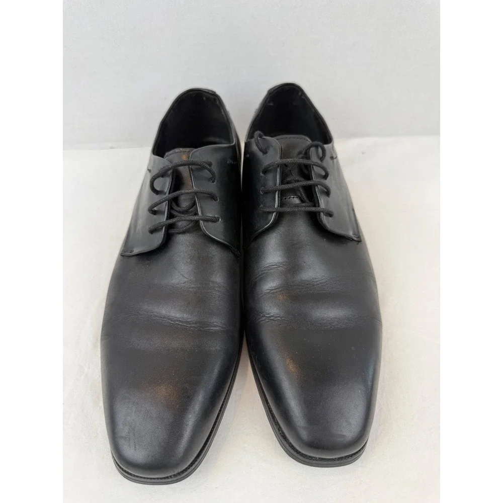 Steve Madden P-Quilt Mens Black‎ Leather Derby Dress Shoes Size 9.5 M Lace Up